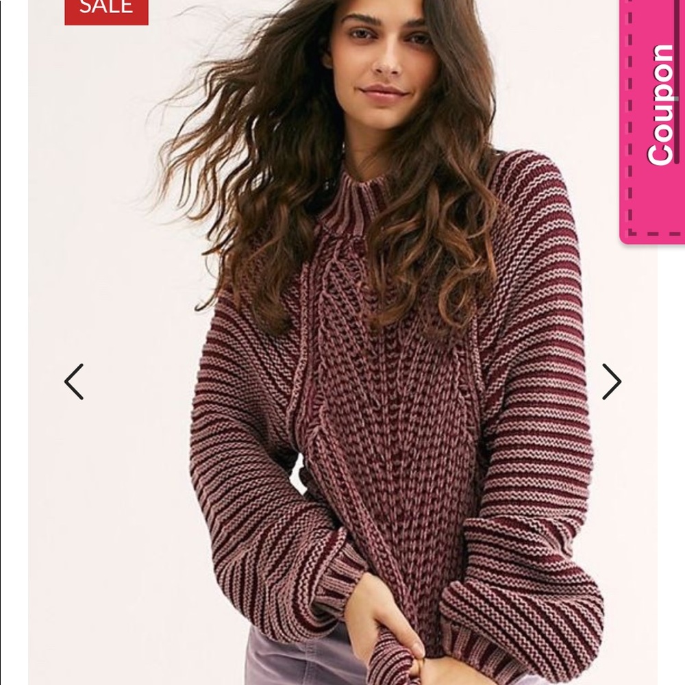 Free people XL sweetheart sweater in Garnet